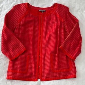 Anne Klein Red Striped Cardigan
